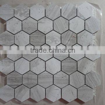 White Oak marble hexagon mosaice tiles