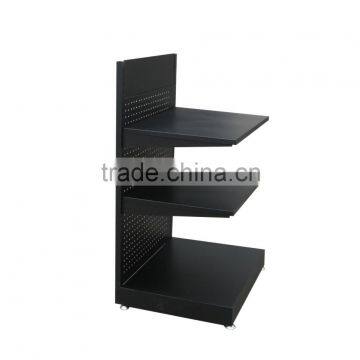 free standing supermarket storage holders flooring rack type light duty single sided 4 mesh shelves wire rack display