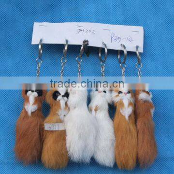 Plastic Dog Animal Shape Faux Fur Toy Keychain
