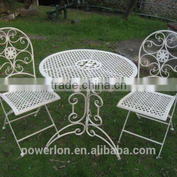 Folding wrought iron garden furniture 3/S bistro set