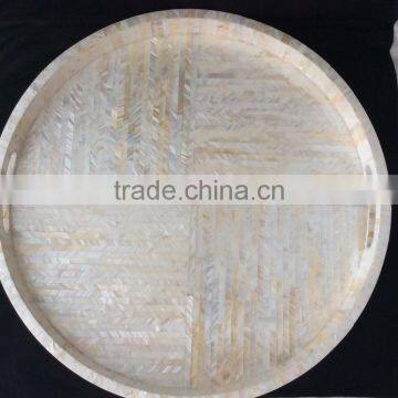 High End Quality Best Selling Set of Special Newest Designed Natural MOP Inlay Round Serving Tray From Vietnam photo-2