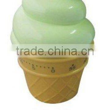 Ice cream shape plastic table mechanical timer/kitchen timer