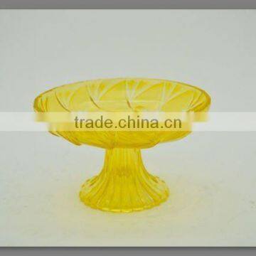Custom Color Good Quality Wholesale Glass Candy Plate Embossed Transparent Glass Plate With Stand photo-5