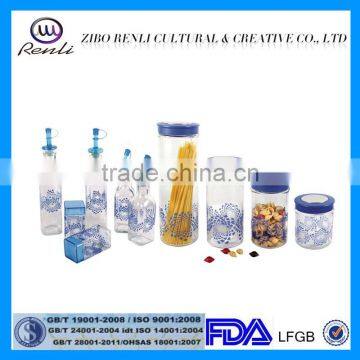 10Pieces Europe Glass Spice Storage Bottle With Decal Pattern