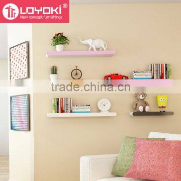 Home Decor Wood Floating Shelf Whit Colorful Margin Multifunction Display Wall Shelf Wholesale photo-2