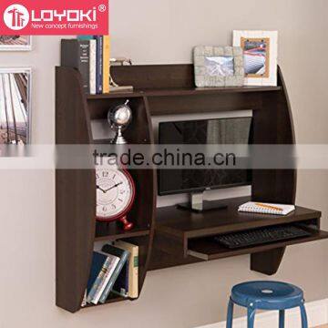 Floating Desk With Storage and Keyboard Tray Living Room Wood Table MDF Wall Mount Desk photo-3