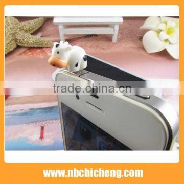 PVC Cute Anti Dust Plug Hot Selling Mobile Phone Cow Dust Plug Phone Dust Plug photo-3