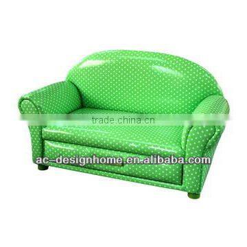 LIME GREEN PU/WOODEN KID TWO SEATS SOFA