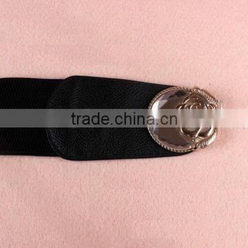 Wholesale Stone Inlaid Flower Pattern Buckle Sex Women Lady Wide PU Waist Belt photo-2