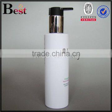 Cosmetic Screen Printing Flat Shoulder Beard Oil Pomade Shampoo Detergent Lotion White Aluminum Pump 200ml Plastic Bottle photo-2