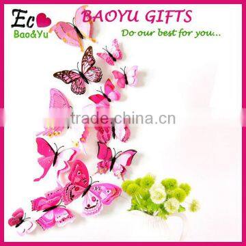 Bilayer 3D Butterfly Wall Sticker Double-deck Butterflies Decor Wall Sticker Decorative Twin-layer