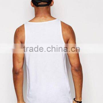 2017 Competitive New Design Custom Manufacture White Color Gym Wear Comfortable 100% Cotton Fashion Running Men's Tank Vest photo-2