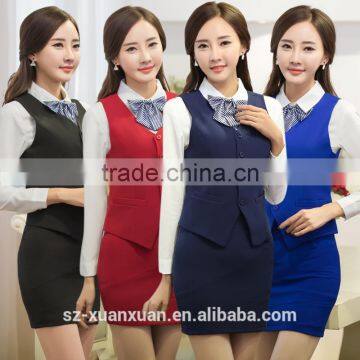 Business suit waistcoat and skirt 2 piece unifiorm suit for hotel/ office ladies