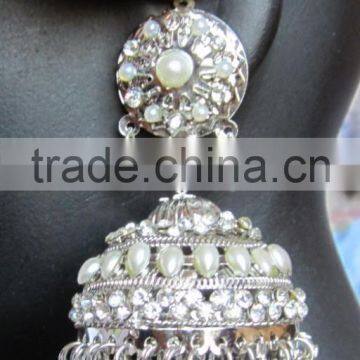 Silver Pearl Jhumka Earrings photo-6