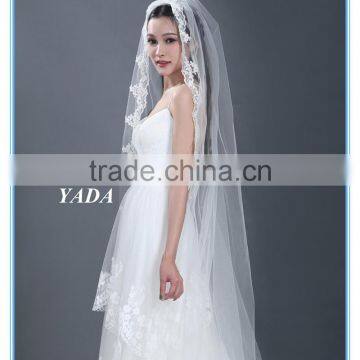 Spaghetti Strap Lace Sexy Low Back 5 Layers Ruffles Wedding Dress With Bridal Mantilla Veil photo-4