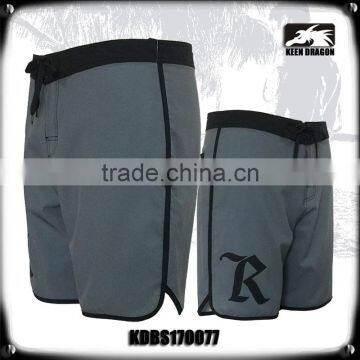 Custom logo grey board shorts with black binding cheap mens beachwear