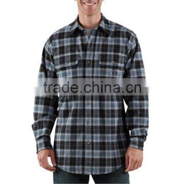 Mens quilted flannel shirt checked long sleeve winter shirt