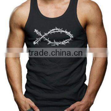 China Printing Cotton Custom Gym Wholesale Mens Singlet photo-6