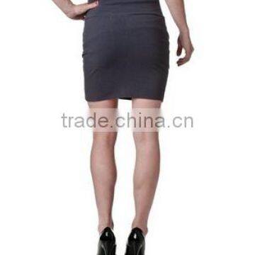 New Design Stretch Fabric Simple Cotton Mini Skirt Basic Plain Skirt photo-2