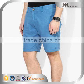 2016 Fashion Man Solid Blue Woven Short Pants Stylish Shorts photo-3