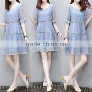 Z&M Women's 2017 Blue Lace Dress Night Wearing Dress Ladies Wear Dress photo-4