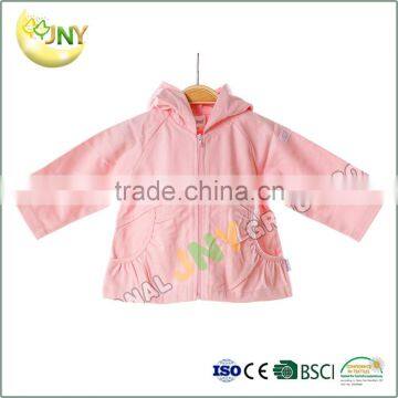 popular pink baby clothing 100% cotton spring coat