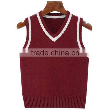 Wholesale School Uniform Sleeveless v Neck Cable Knitting Pattern Sweater Vest photo-3