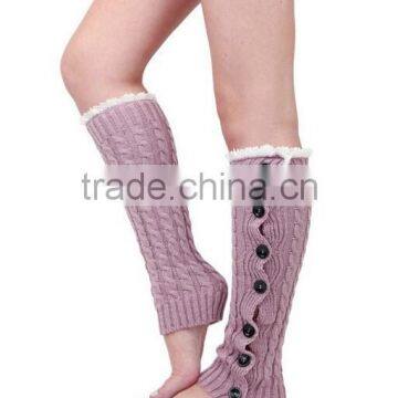 2014 Wholesale Hot Sale Open Knit Lace Trim Knitted Leg Warmer photo-3