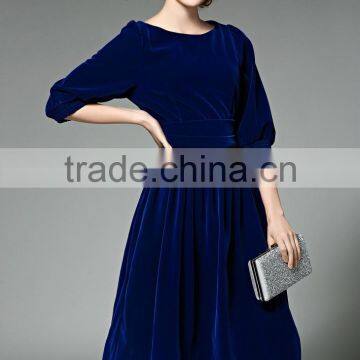 Ladies Royal-blue/red Bouffant Pleuche Dress With Zipper Back photo-3