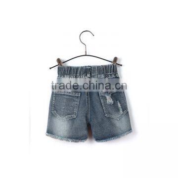 OEM Service Bulk Wholesale Sunflower Print Denim Baby Jeans With Fray Hem photo-2