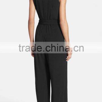 Fashion One Piece V Neck Sexy Sleeveless Wide Leg Ladies Jumpsuit For Wholesale 2017 photo-2