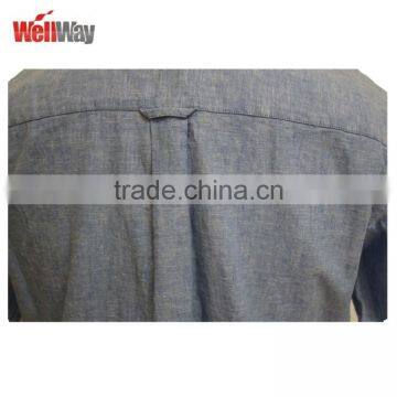 Solid Colour Short Sleeve Men's Cotton/linen Shirt photo-6