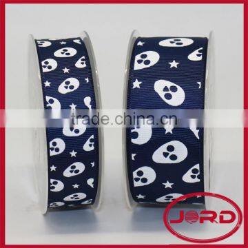 skull printed grosgrain ribbon