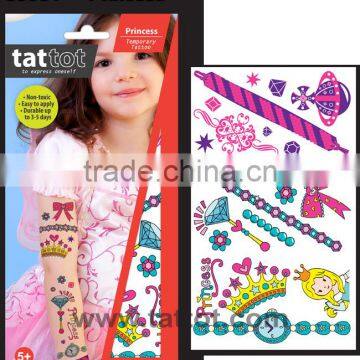 Colorful kid Temporary Princess Tattoo safe non toxic