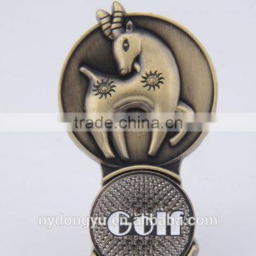 Zodiac animal golf ball marker and hat clip/yf Horse golf ball marker/copper alloy hat clip