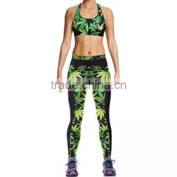 Factory Sale Women Sports Yoga Fitness Bra Top + Running Leggings Pant 2 Pics Set