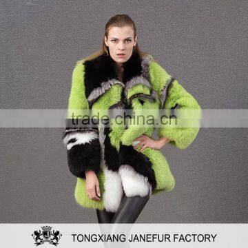 Free size women fur clothing dyed fox fur jacket wholesale fur coats