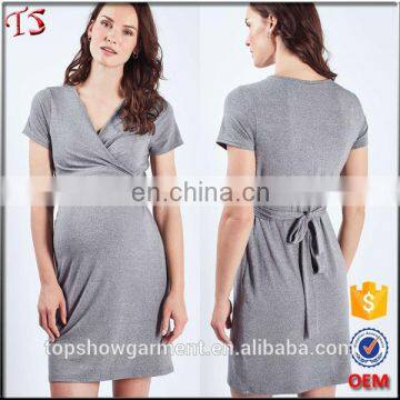 China shppiler oem custom soft jersey wrap maternity nursing dress