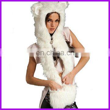 2014 winter scarf and shawl wholesale fashionable scarf cheap fox fur scarf hat glove set