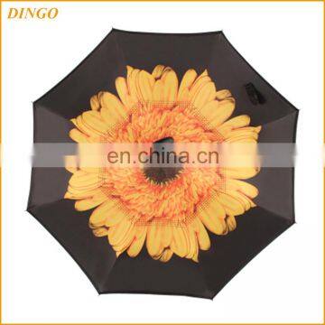 Hot inverted reverse double canopy wind resistant cone handle umbrella