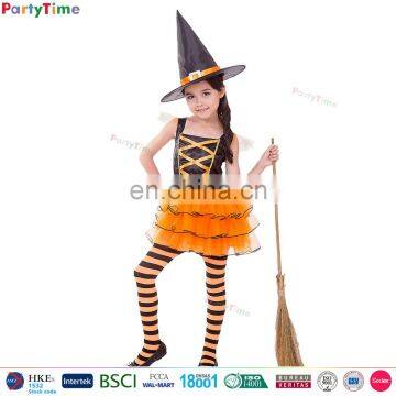 Party Time Brand hot sale kids orange timeless witch cosplay halloween witch costumes for girls