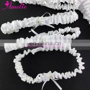 Ivory Color Wedding Decoration Bridal Garter Keepsake Luxury Ivory Satin Wedding Garter With Bow