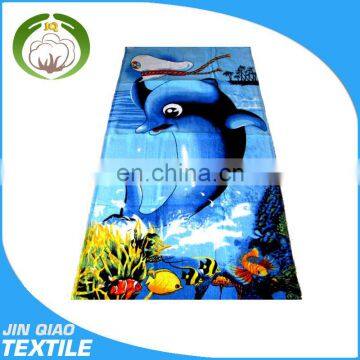 Custom Reactive Dolphin Design Cotton Velour Cheap Printed Beach Towel