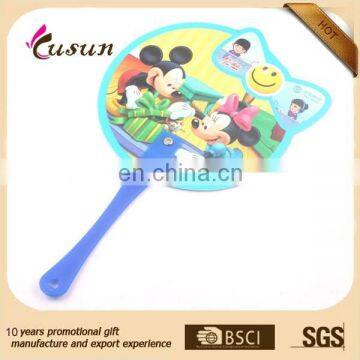 Printing pp hand fan promotional Beautiful colorful cheap custom mini plastic pp hand fan