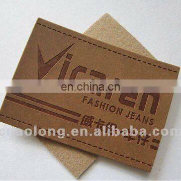 customized embossed logo genuine leather labels for clothing