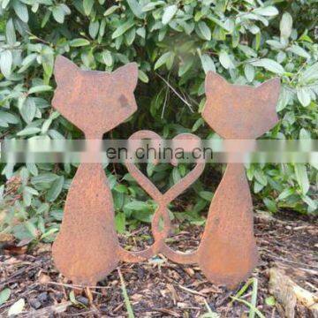 Outdoor corten sculpture rusty heart-shaped metal crafts for garden decoration