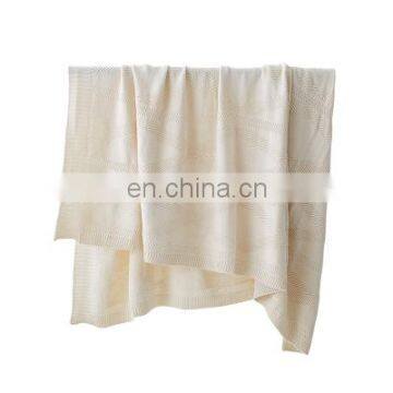 RAWHOUSE Hot Sale Ivory White Claret Navy Blue Knitted Cotton Blanket photo-6