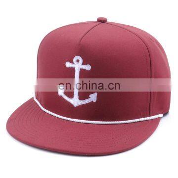 Factory Price Custom Snapback Rope Cap 6 Panel,3D Snapback Rope Caps For Men