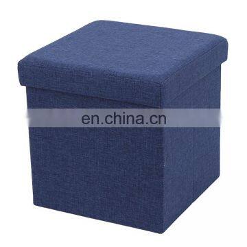 RTS Factory Wholesale Modern Brown Classic Fabric Cube Foldable Storage Ottoman for Living Room Furniture