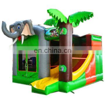 Outdoor Kids Amusement Park Elephant Small Inflatable Bouncy Castle With Slide